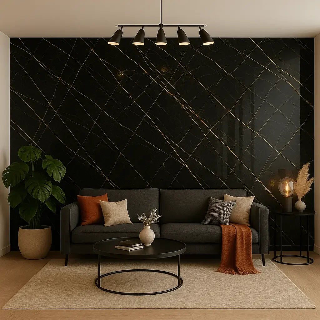 Inspira PVC falpanel fekete arany csíkos