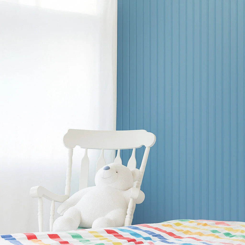 Inspira Kids kék falpanel gyerekszobai faldekorációként felszerelve.